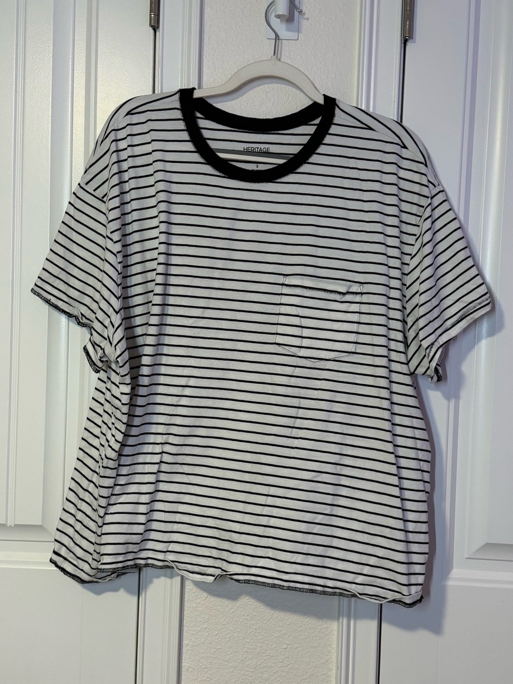 torrid Black & White Striped Pocket Tee